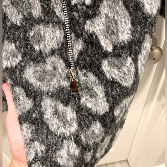 LOFT LEOPARD ANIMAL PRINT WOOL BLEND GRAY BLACK COAT JACKET WOMENS SIZE MEDIUM - Picture 4 of 9